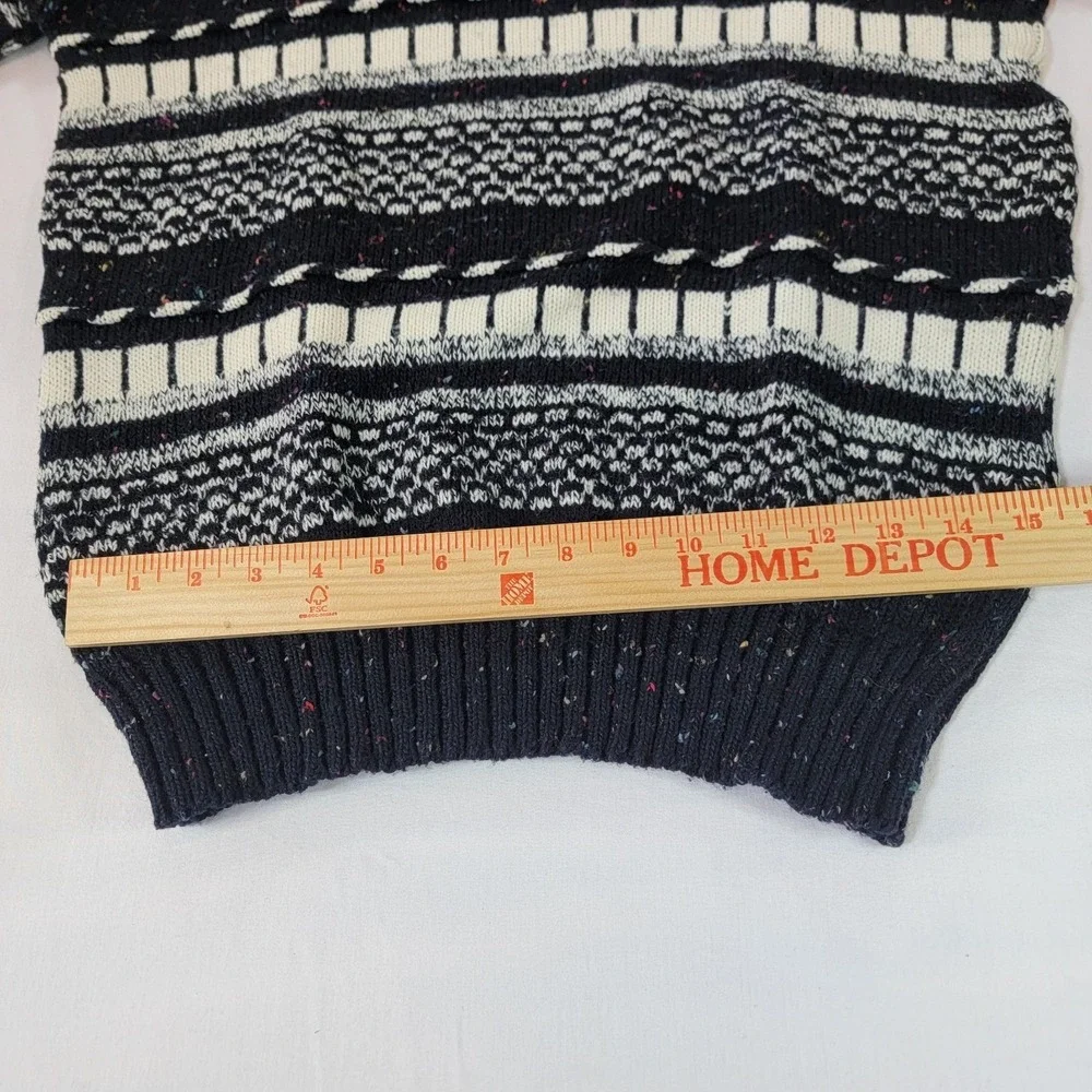 Vintage Lightning Bolt Black and White, Confetti Knit Sweater Medium Mens